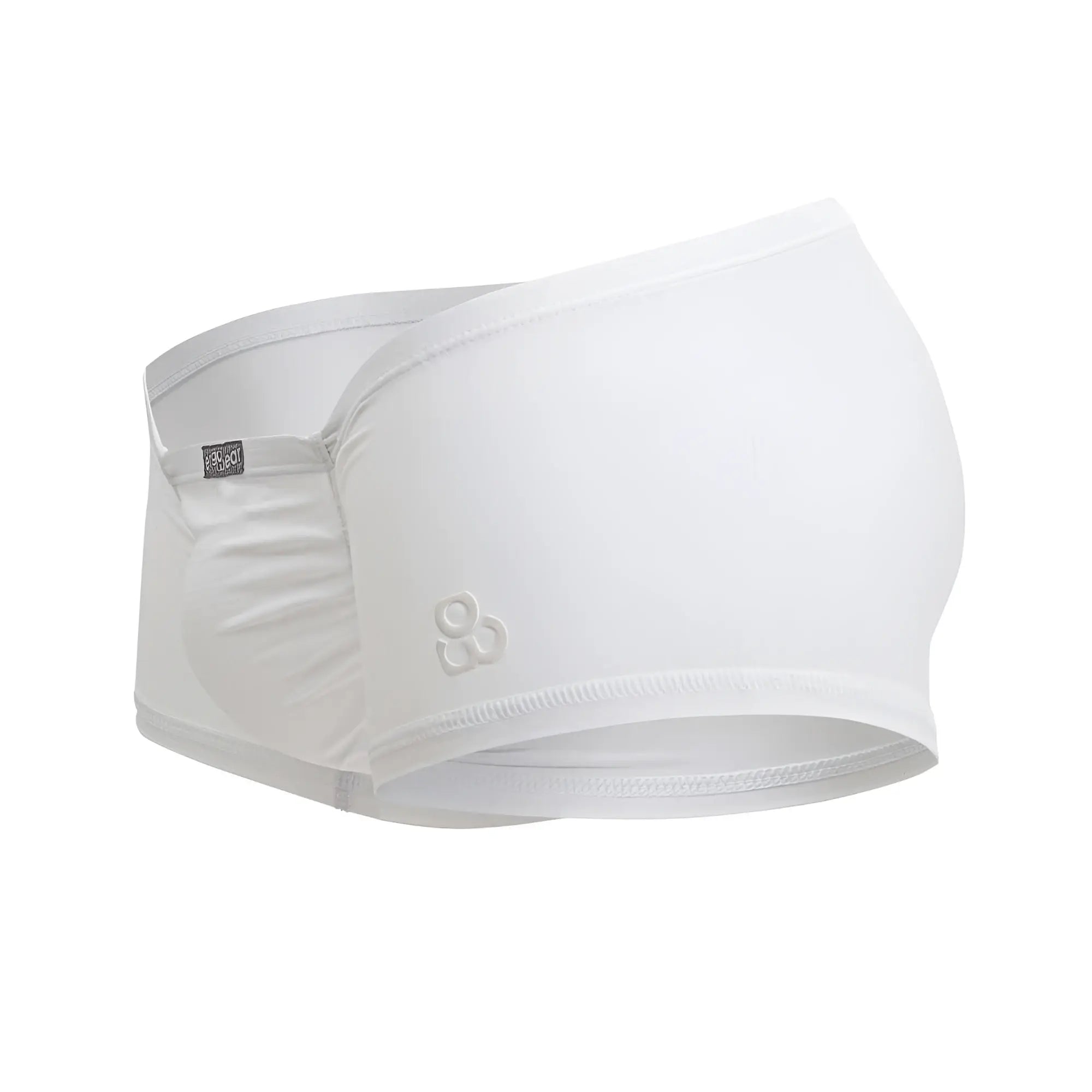 White seamless cotton maternity underwear with soft elastic waistband and subtle ergoWear logo on the side