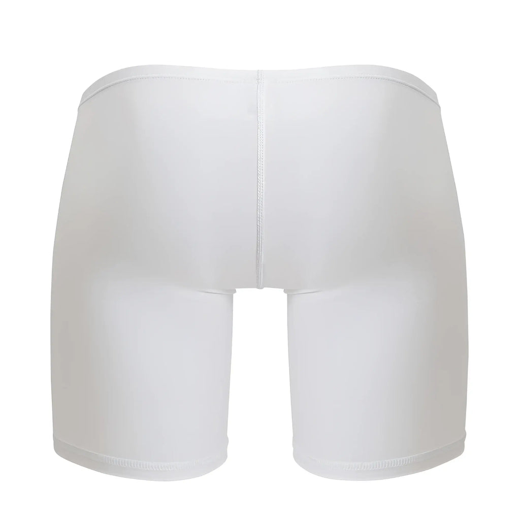 White ergo wear ew1737 feel gr8 cotton boxer briefs showing the back with seamless smooth fabric and central seam