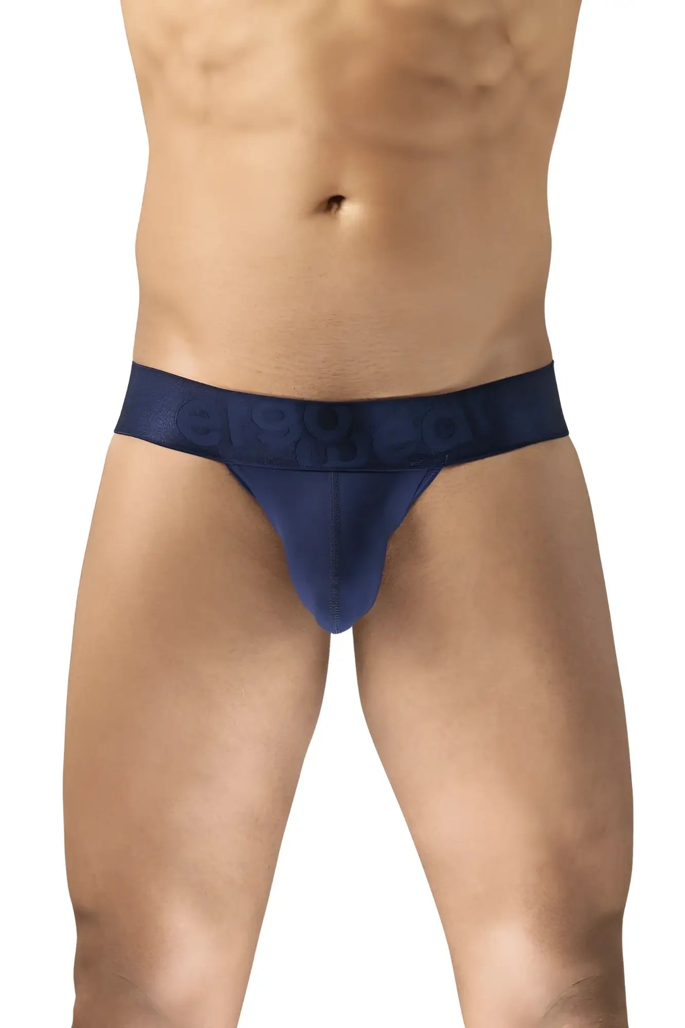 Navy blue ErgoWear EW1738 MAX BOLD athletic cut g-string with subtle textured waistband for active wear