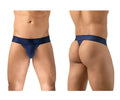 Navy blue ergo wear ew1738 max bold g-string thong with seamless design and wide waistband front view