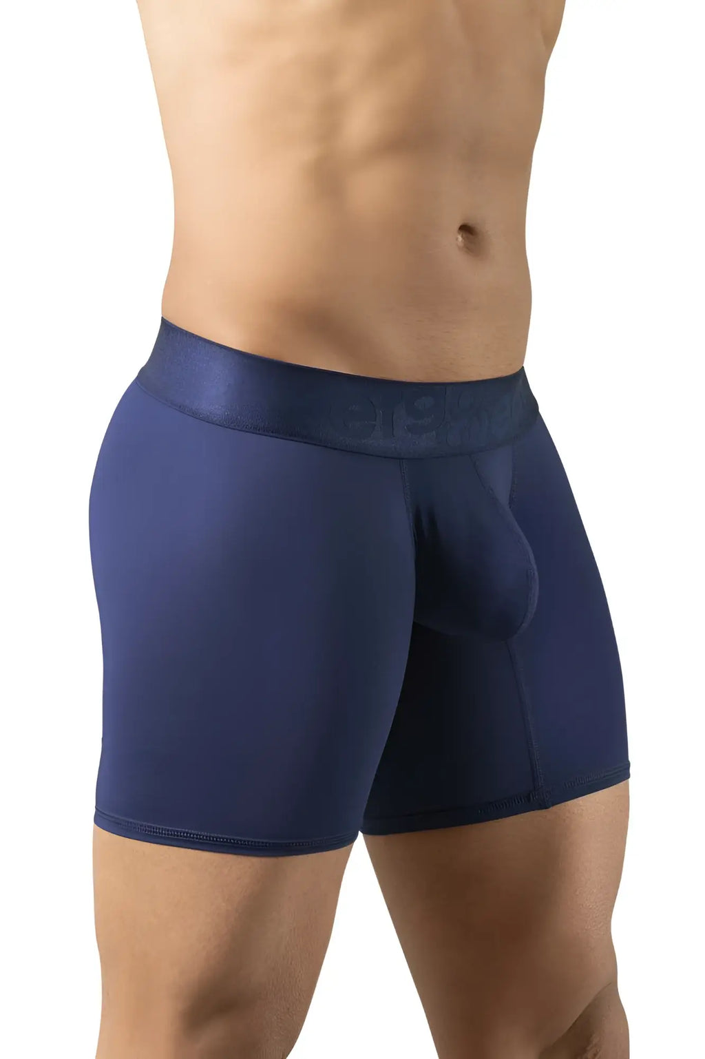 Navy blue ergowear ew1741 max bold men’s boxer briefs with textured waistband and subtle brand name detailing
