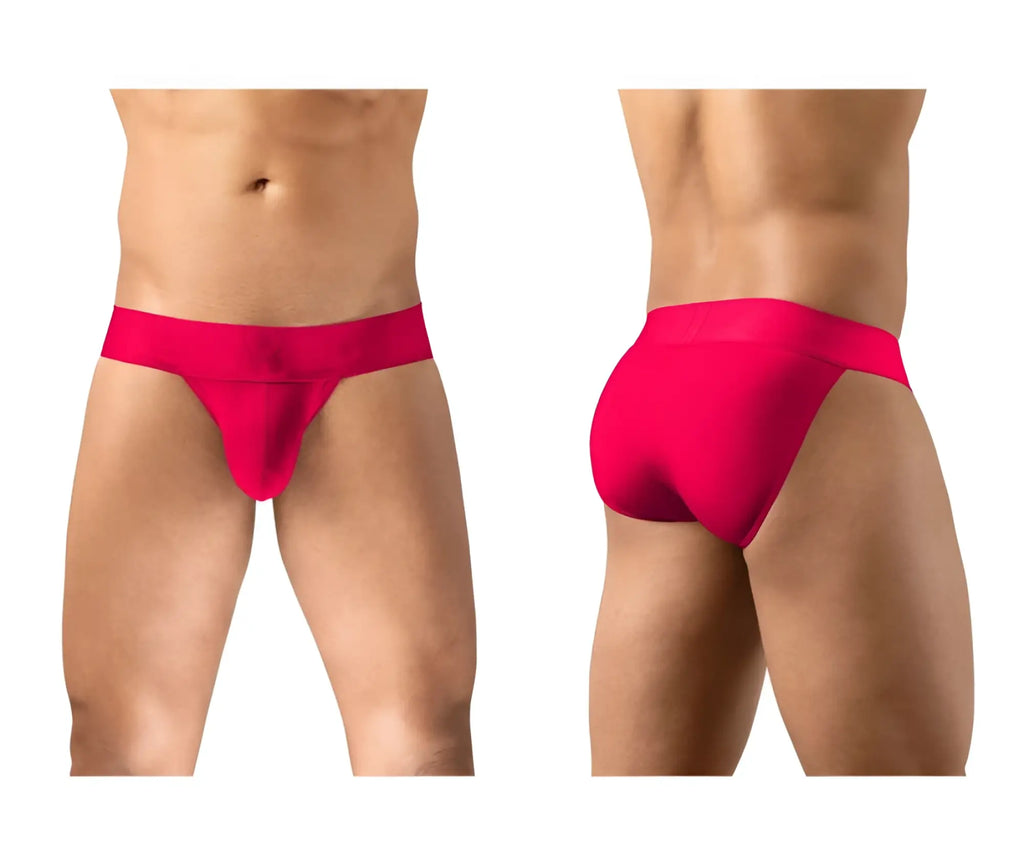 Bright red ErgoWear EW1743 MAX BOLD men’s bikini briefs with smooth seamless fabric and wide waistband