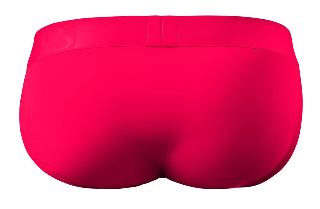 Bright pink ergoWear ew1743 max bold bikini briefs back view with smooth elastic waistband and subtle logo