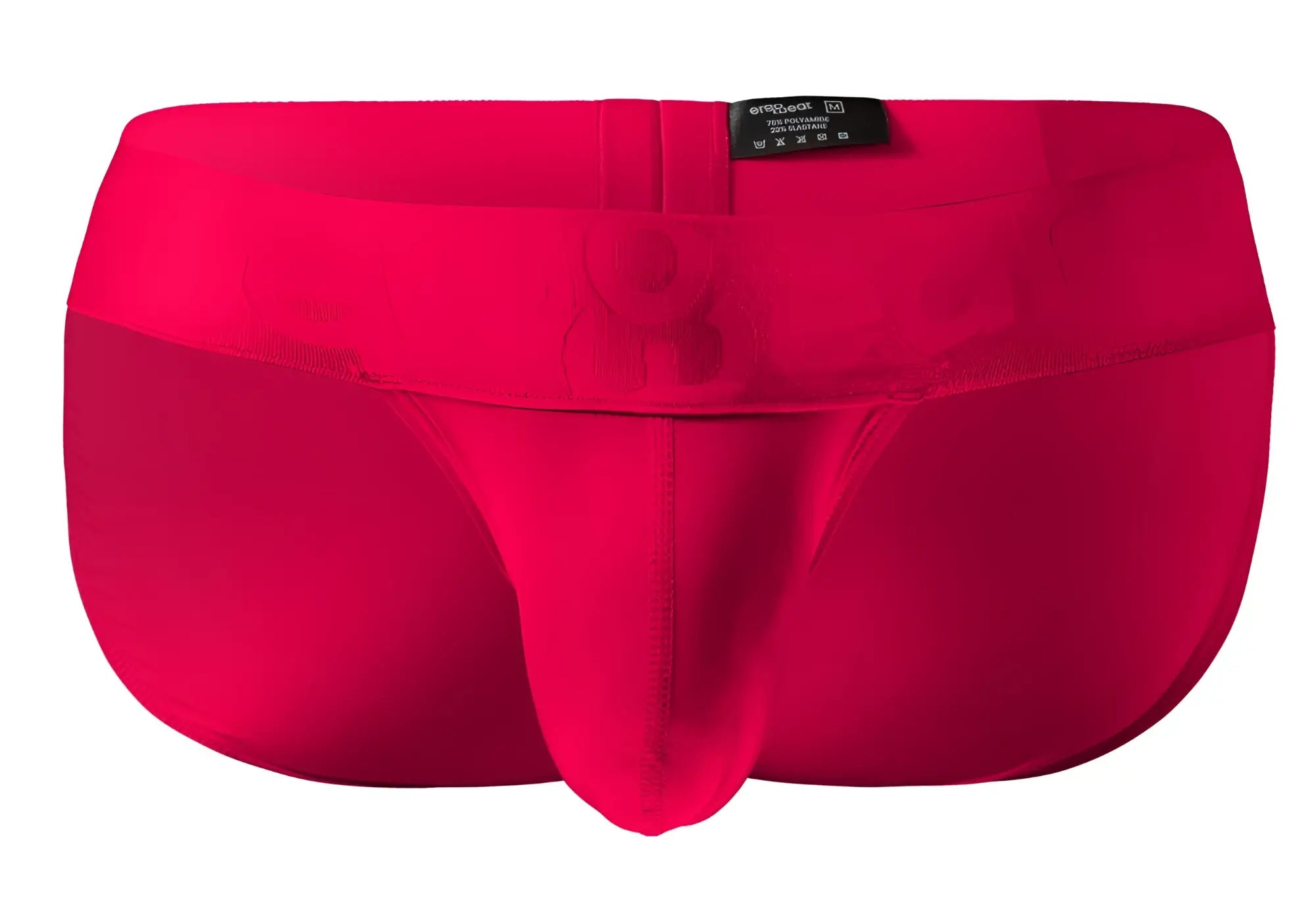 Bright red seamless men’s briefs with central pouch and elastic waistband by ErgoWear EW1743 MAX BOLD bikini