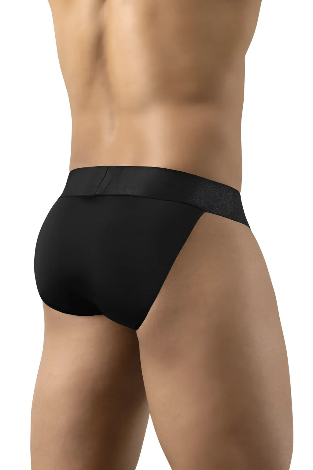 Black briefs ergo wear ew1747 max bold bikini with smooth form-fitting design and wide elastic waistband