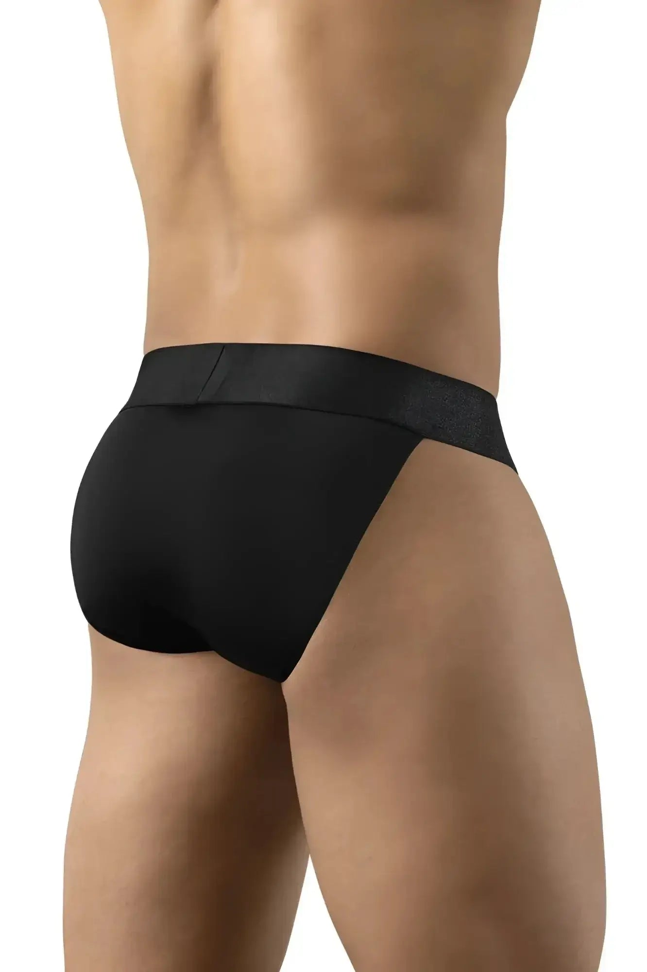 Black briefs ergo wear ew1747 max bold bikini with smooth form-fitting design and wide elastic waistband