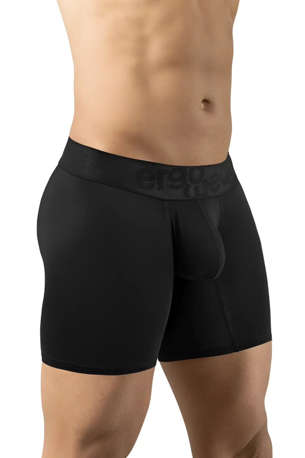 Black ergo wear ew1749 max bold boxer briefs with textured waistband featuring etsy logo in dark gray