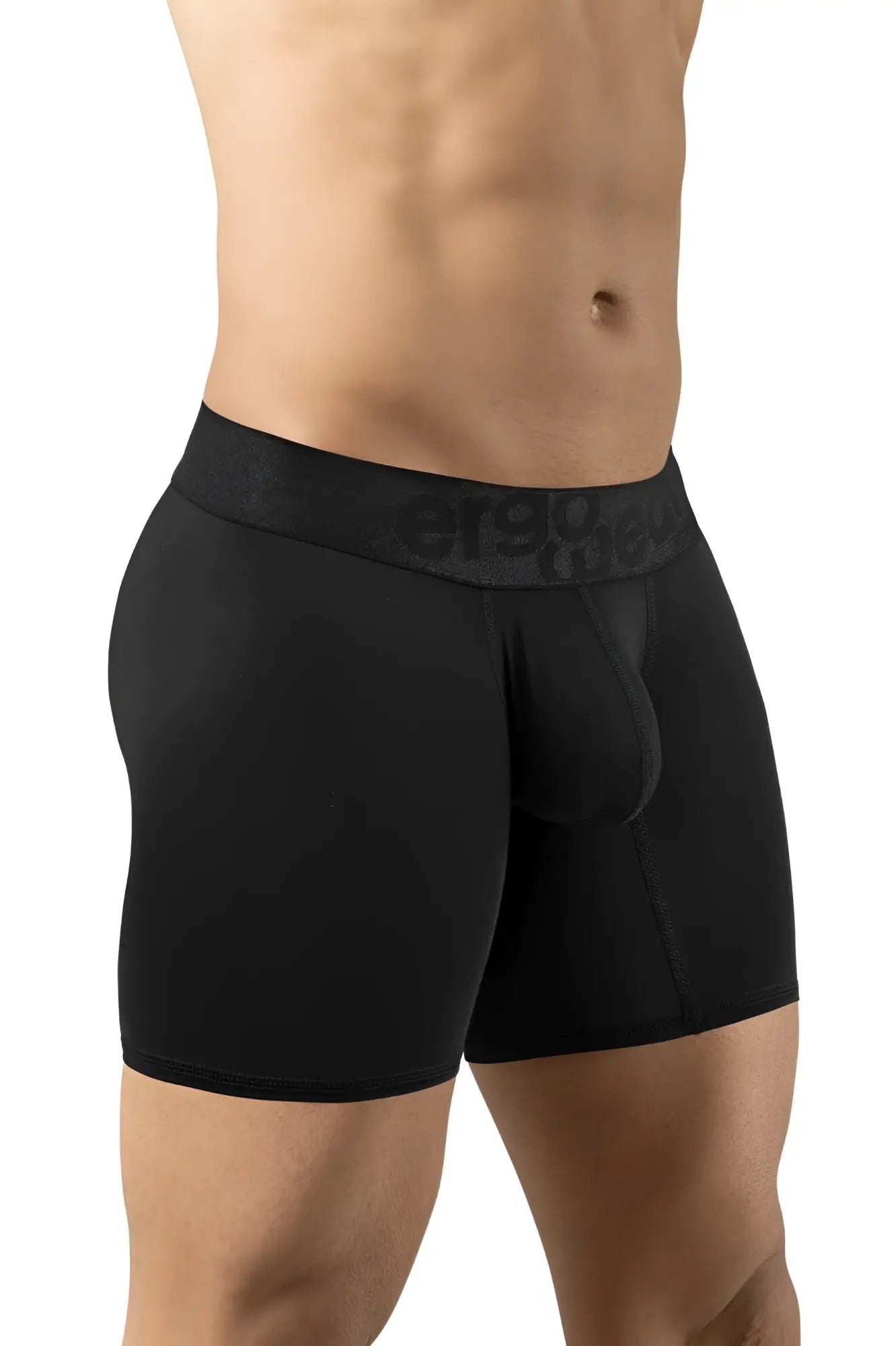 Black ergo wear ew1749 max bold boxer briefs with textured waistband featuring etsy logo in dark gray