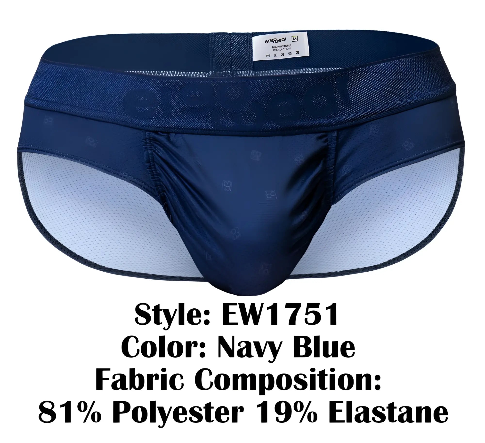 Navy blue ErgoWear EW1751 FEEL SE briefs for men with subtle pattern made of 81% polyester 19% elastane