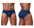 Navy blue ergo wear ew1751 feel se men’s briefs with subtle dot pattern and elastic waistband front view