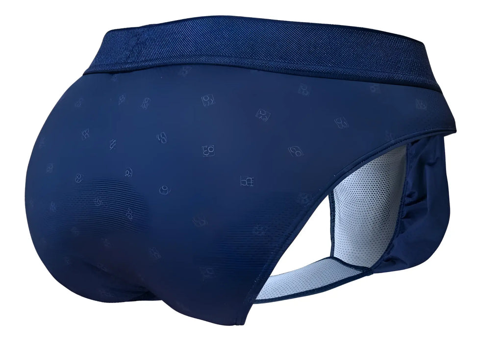Navy blue ergowear ew1751 feel se briefs with subtle repeating pattern and white mesh lining for comfort