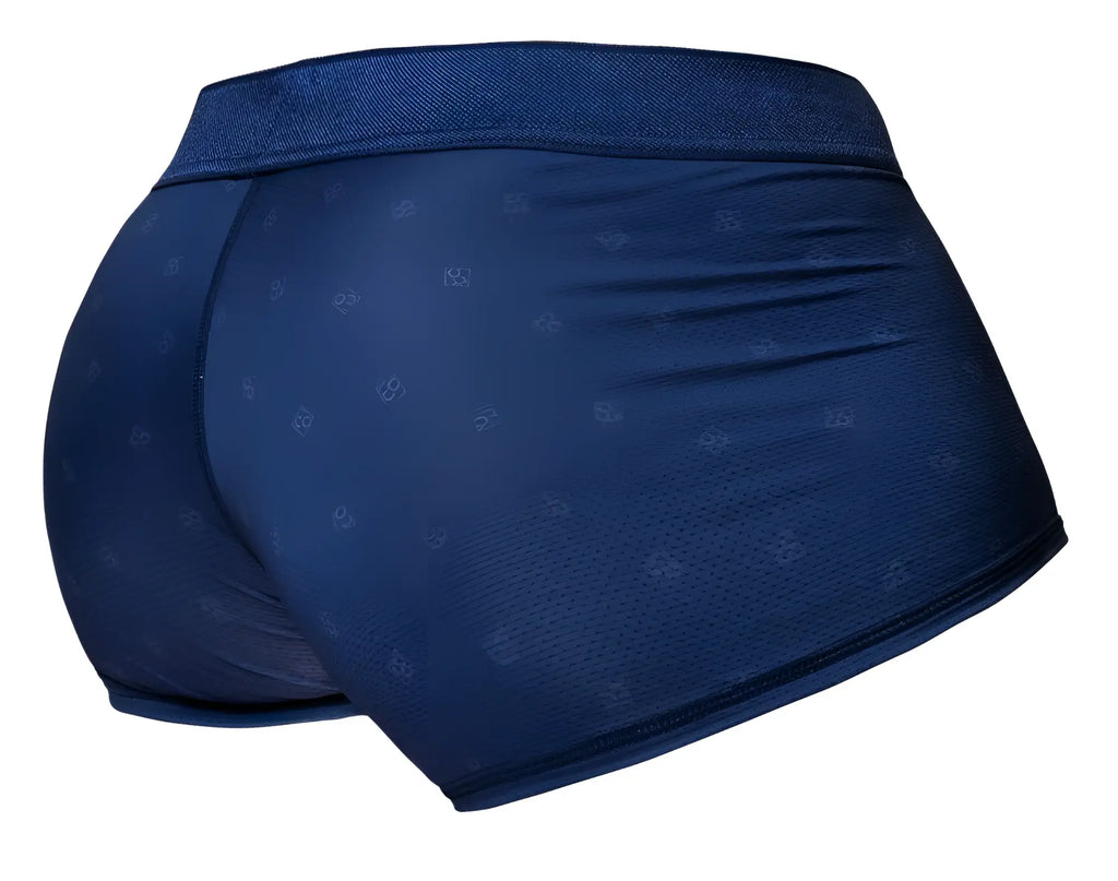 Dark blue ergo wear ew1752 feel se trunks with subtle repeating logo pattern on athletic fabric for comfortable support