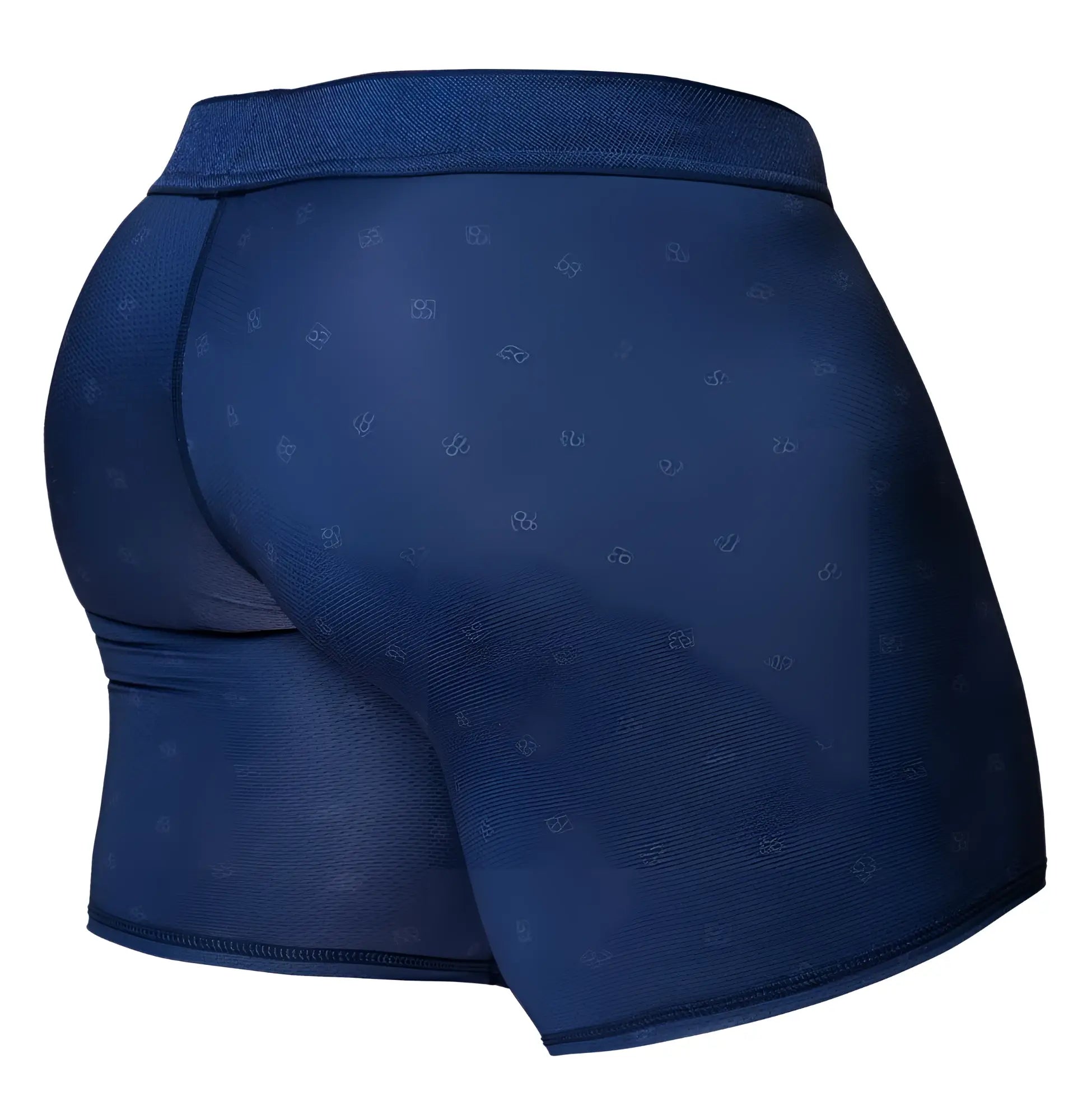 Dark blue ergo wear ew1753 feel se boxer briefs with subtle repeating logos on soft fabric