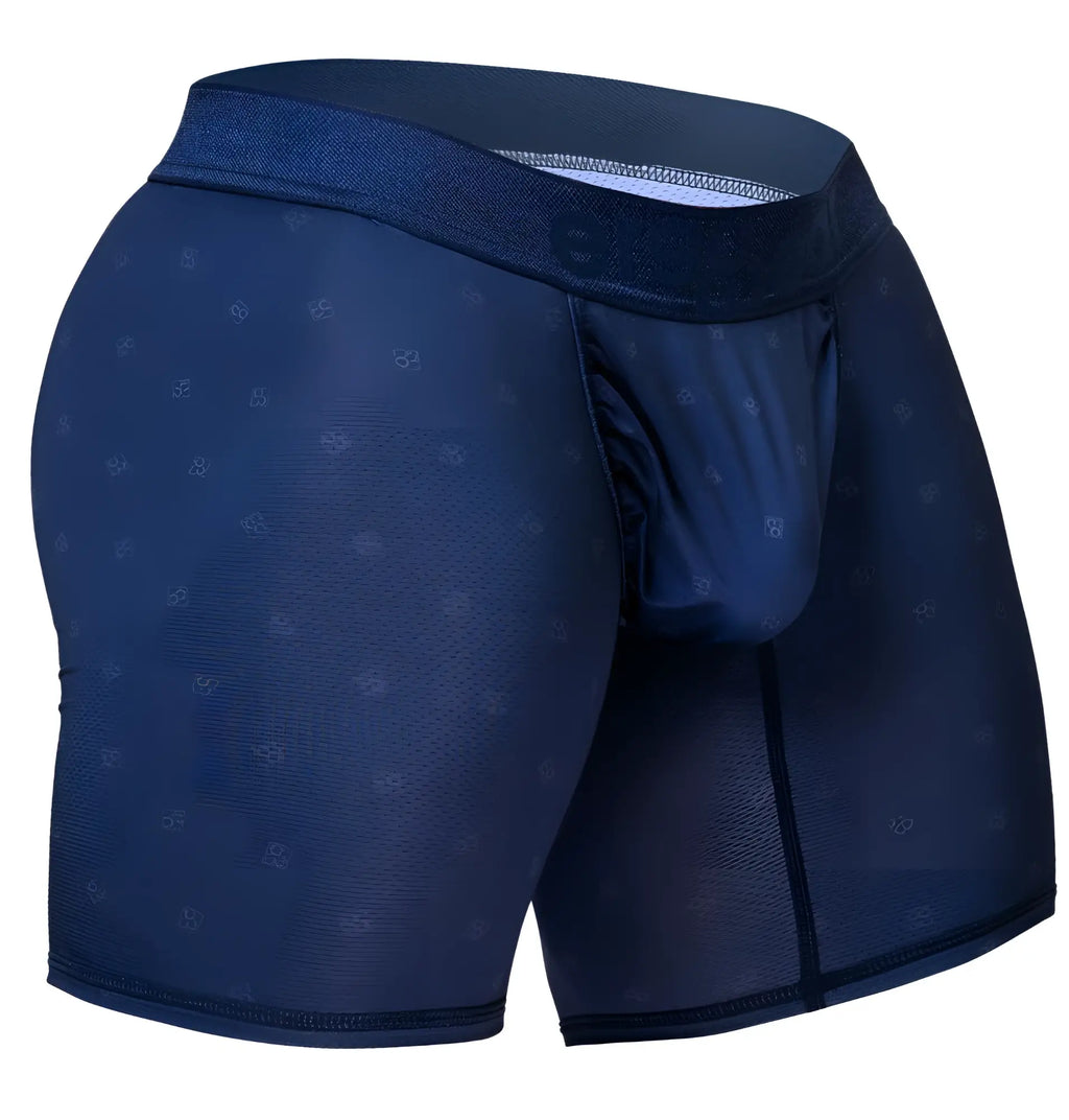 Dark blue ergoWear EW1753 FEEL SE boxer briefs with subtle geometric pattern designed for comfort and support
