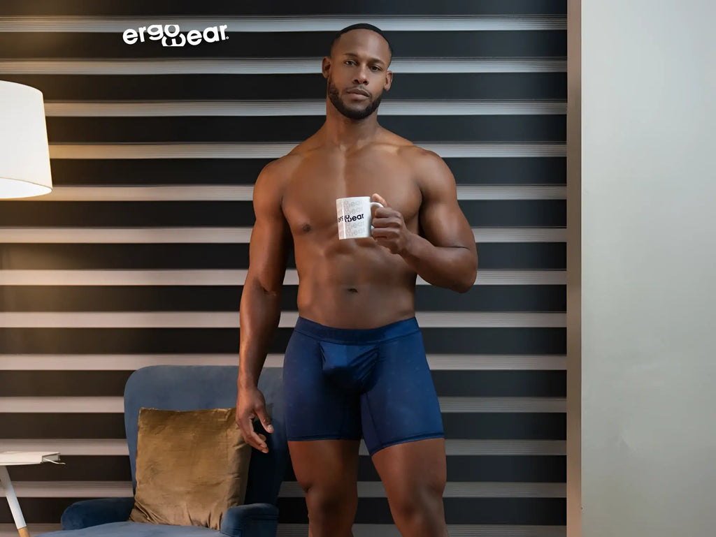 Blue ergonomic men’s boxer briefs from ergowear model ew1753 feel se in navy blue designed for comfort and support