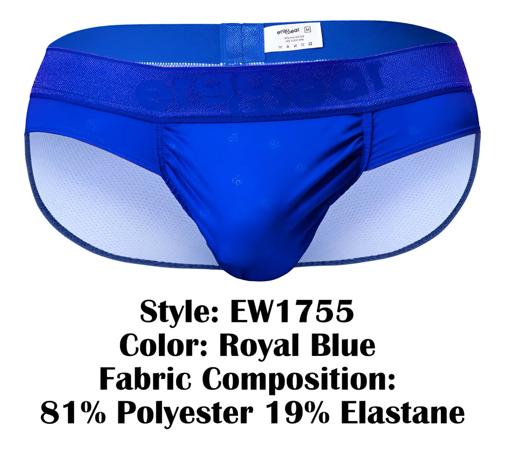 Royal blue ergowear ew1755 feel se briefs with mesh panel and elastic waistband made of 81 polyester 19 elastane