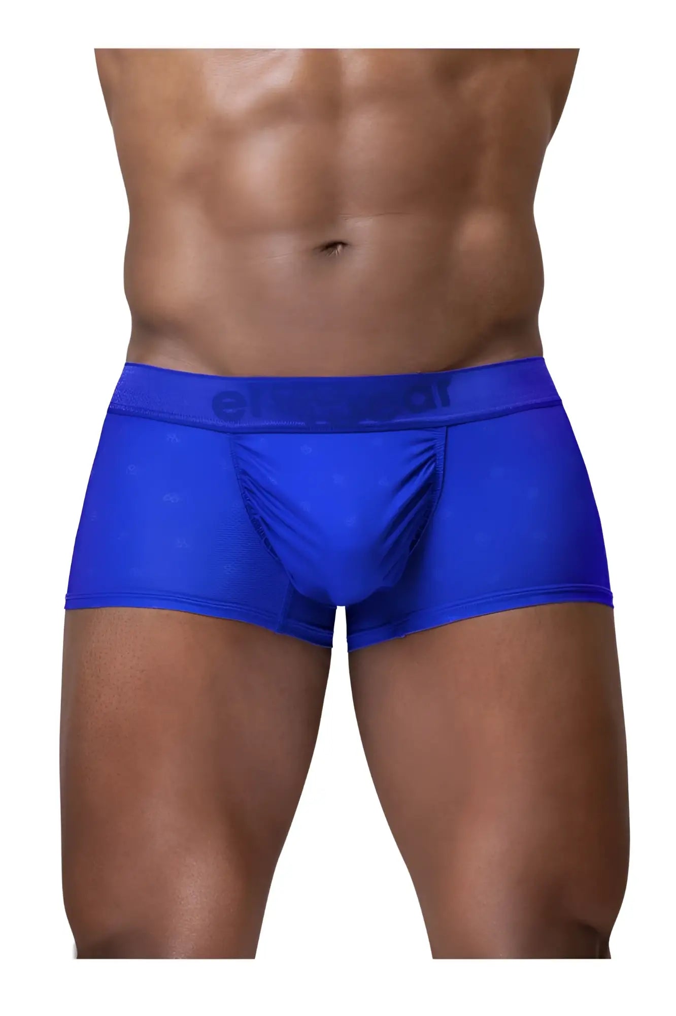 Bright blue royal blue men’s boxer briefs with subtle pattern and erect waistband from ergowear ew1756 feel se trunks