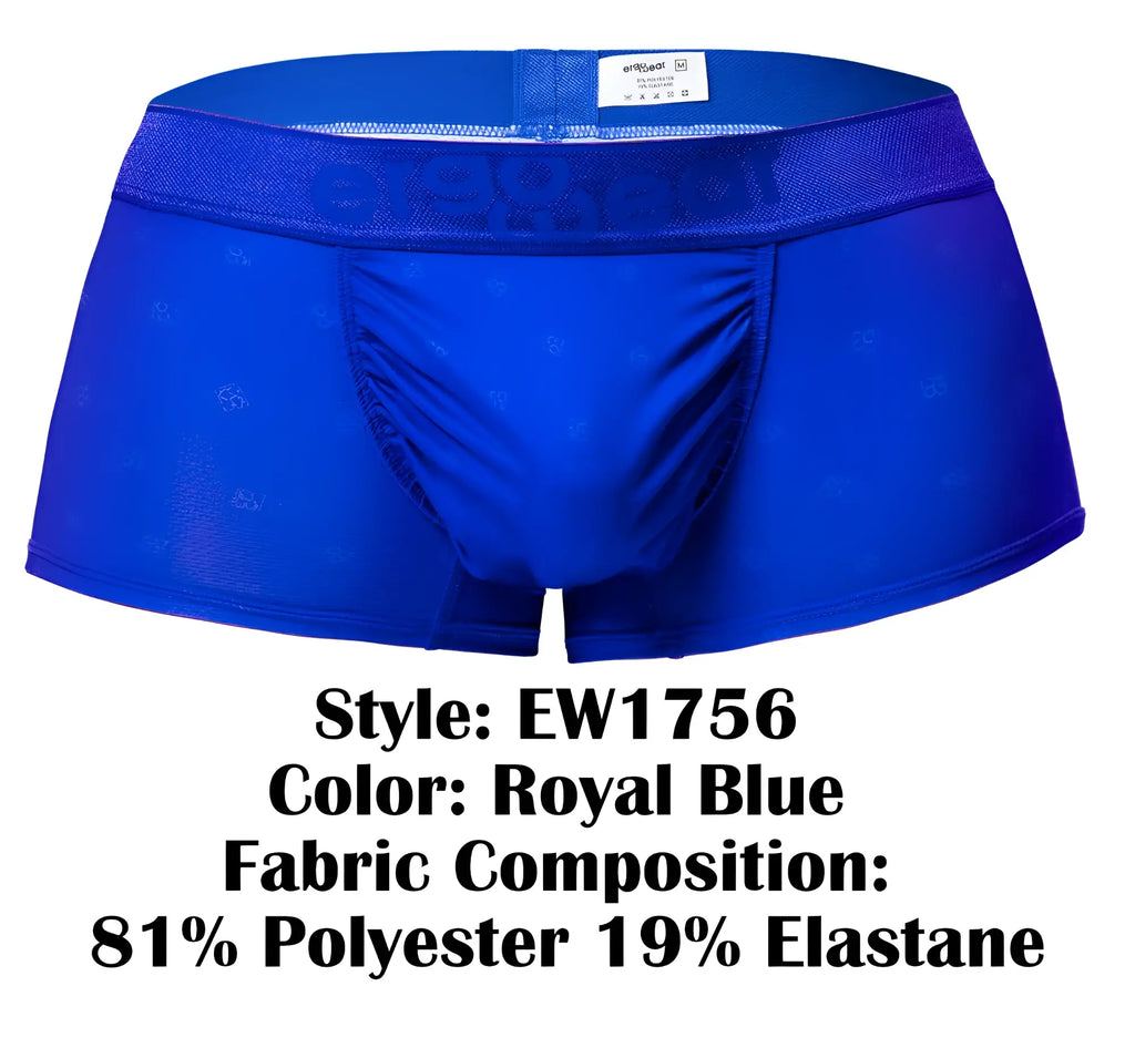 Royal blue ergo wear ew1756 FEEL SE trunks with subtle pattern made from 81% polyester and 19% elastane