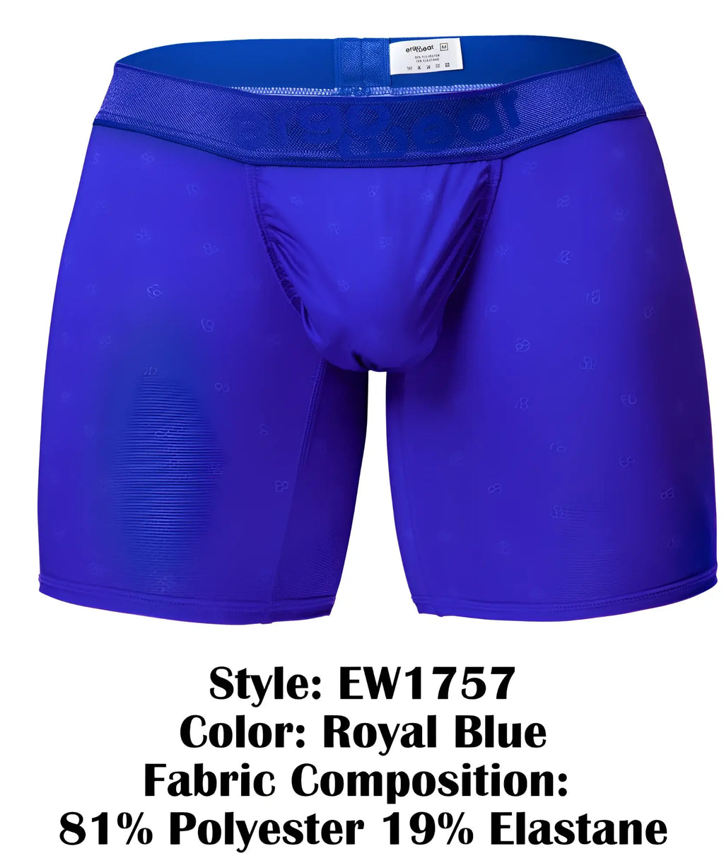 Ergowear ew1757 feel se boxer briefs in royal blue with subtle pattern made from 81% polyester and 19% elastane