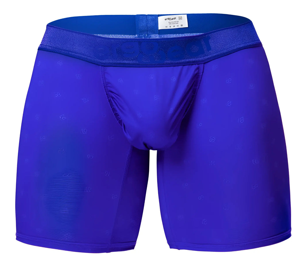 Vibrant royal blue ErgoWear EW1757 FEEL SE men’s boxer briefs with subtle pattern and elastic waistband