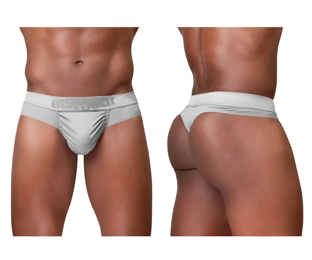 Silver ergo wear mens briefs with subtle textured pattern and branded waistband in ergo wear ew1758 feel se thongs style