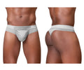 Silver ergo wear mens briefs with subtle textured pattern and branded waistband in ergo wear ew1758 feel se thongs style