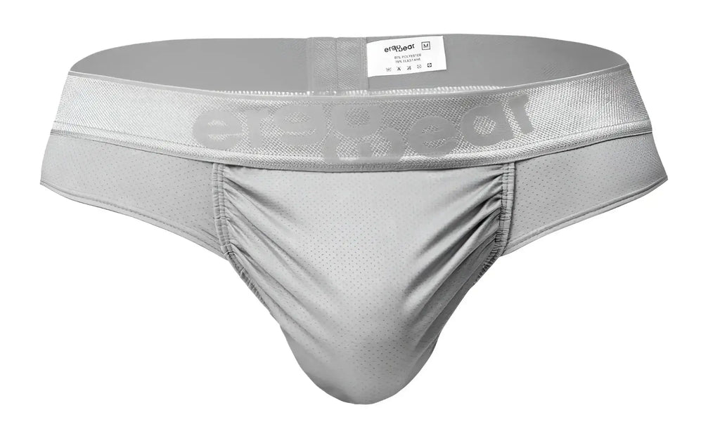 Silver mesh athletic briefs with branded waistband from ergowear ew1758 feel se thongs in silver color