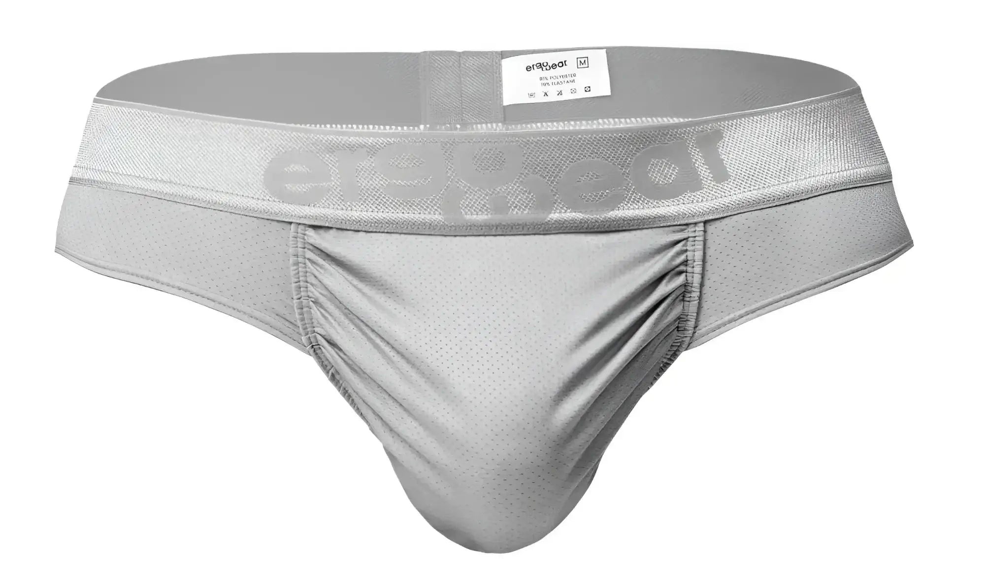 Silver mesh athletic briefs with branded waistband from ergowear ew1758 feel se thongs in silver color