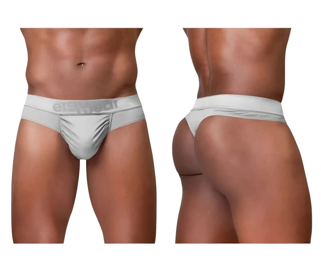 Silver ergo wear mens briefs with subtle textured pattern and branded waistband in ergo wear ew1758 feel se thongs style