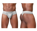 Silver ergo wear mens briefs with subtle textured pattern and branded waistband in ergo wear ew1758 feel se thongs style