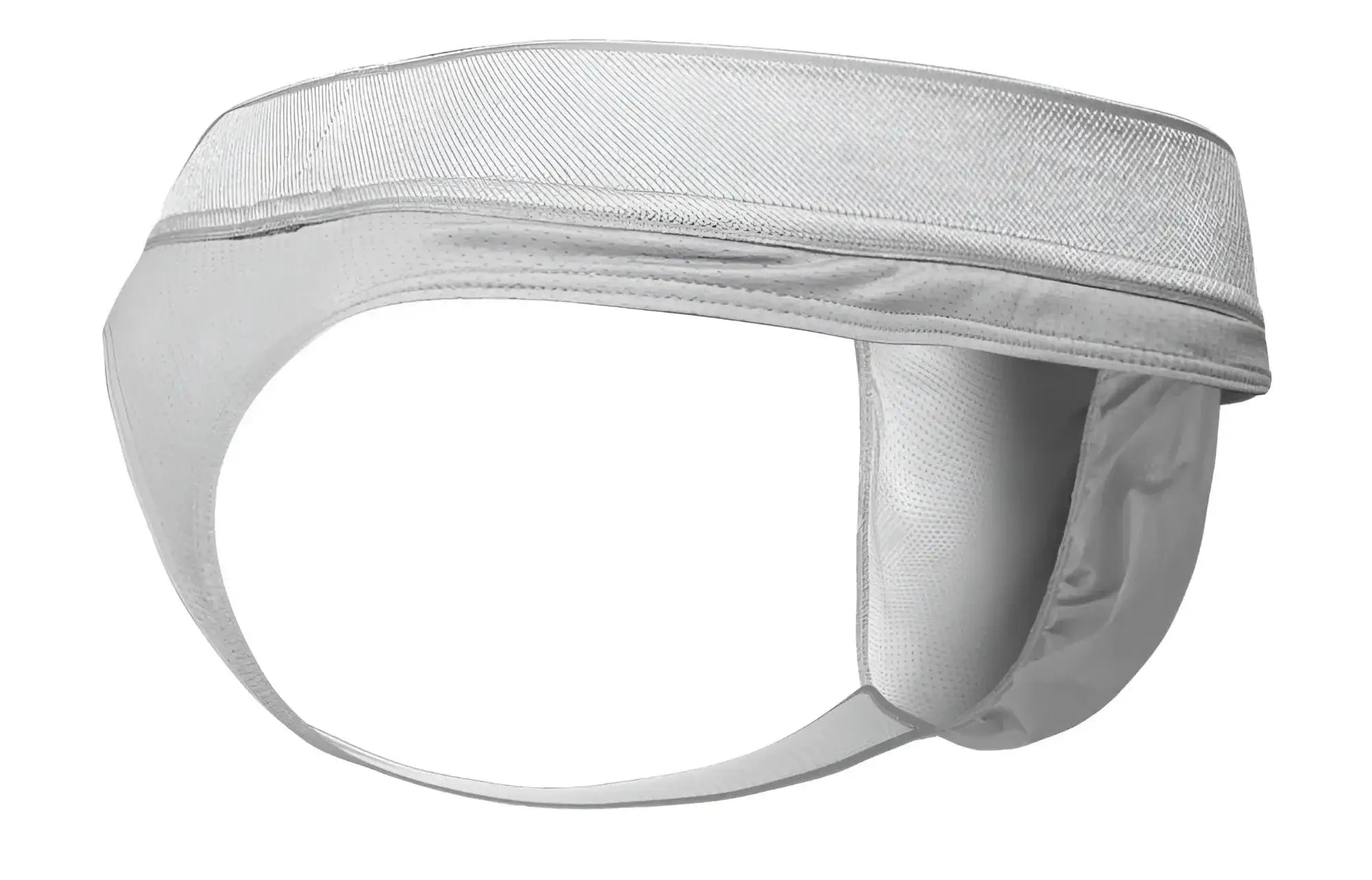 Ergo wear ew1758 feel se thongs in silver with white padded athletic supporter and reinforced fabric straps