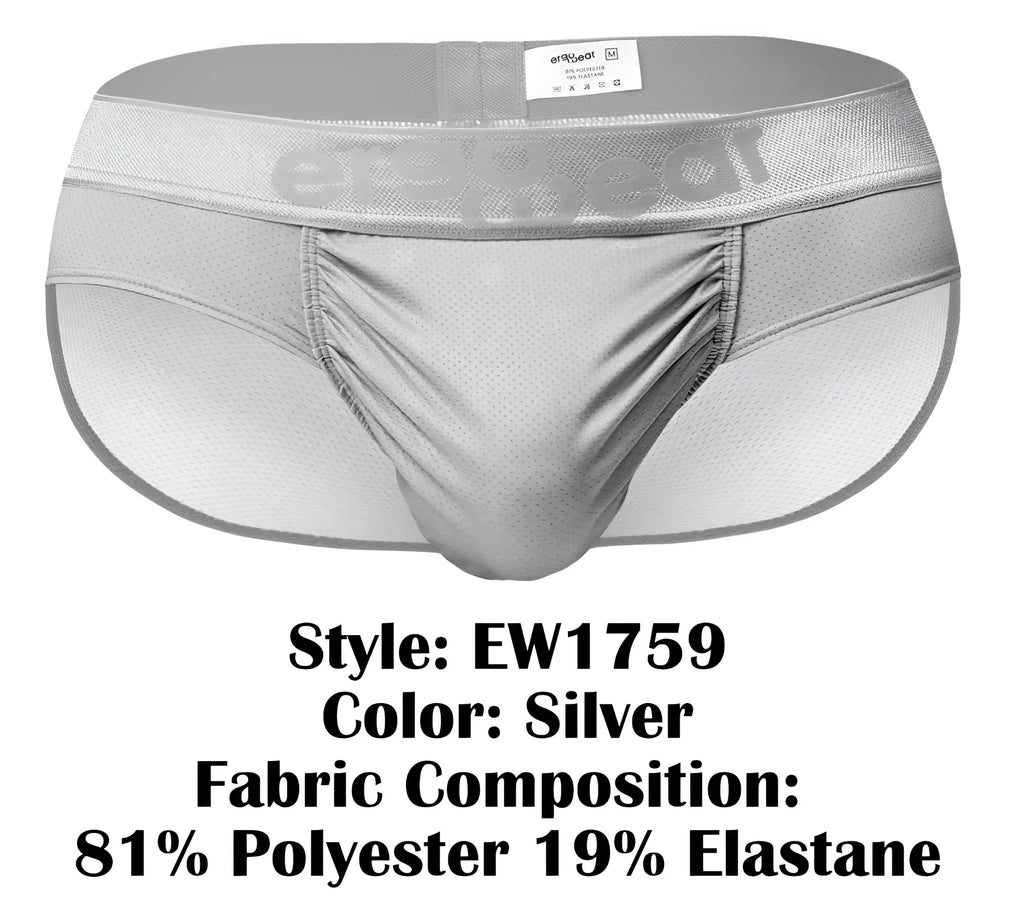 Silver ergo wear ew1759 feel se athletic briefs with mesh fabric elastic waistband and ergqeat brand logo