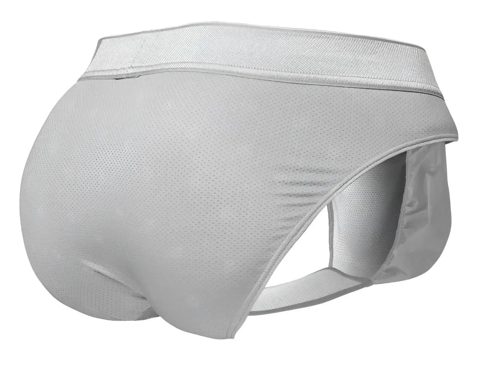 Light gray ergo wear ew1759 feel se briefs made of mesh with a supportive contoured design and elastic waistband