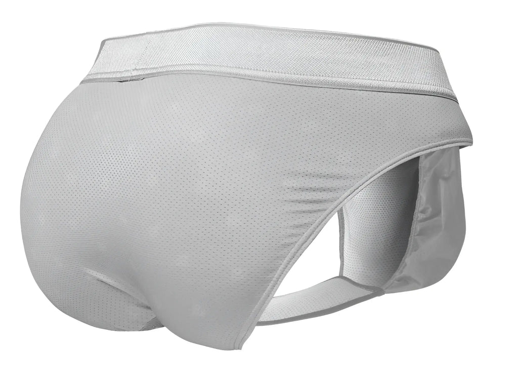 Light gray ergo wear ew1759 feel se briefs made of mesh with a supportive contoured design and elastic waistband