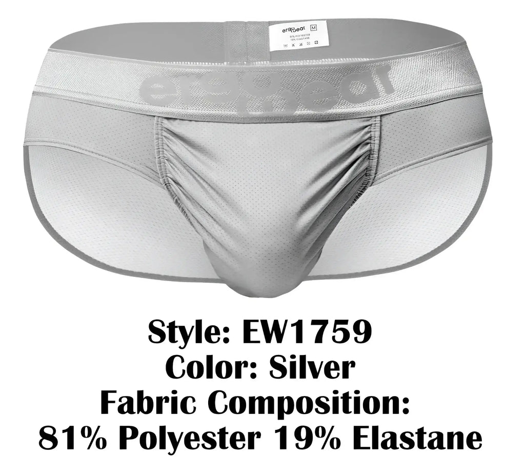 Silver ergo wear ew1759 feel se athletic briefs with mesh fabric elastic waistband and ergqeat brand logo