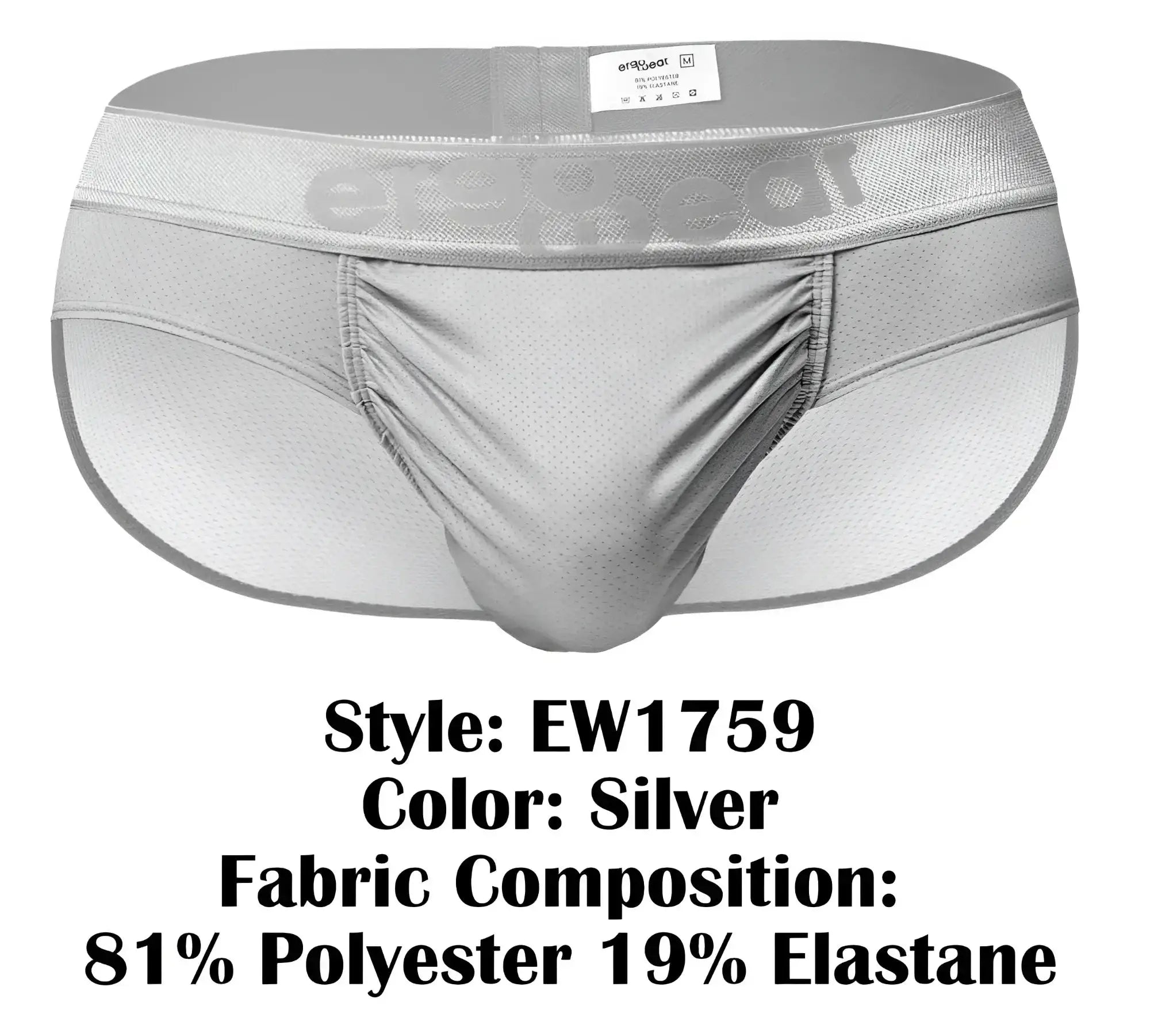 Silver ergo wear ew1759 feel se athletic briefs with mesh fabric elastic waistband and ergqeat brand logo