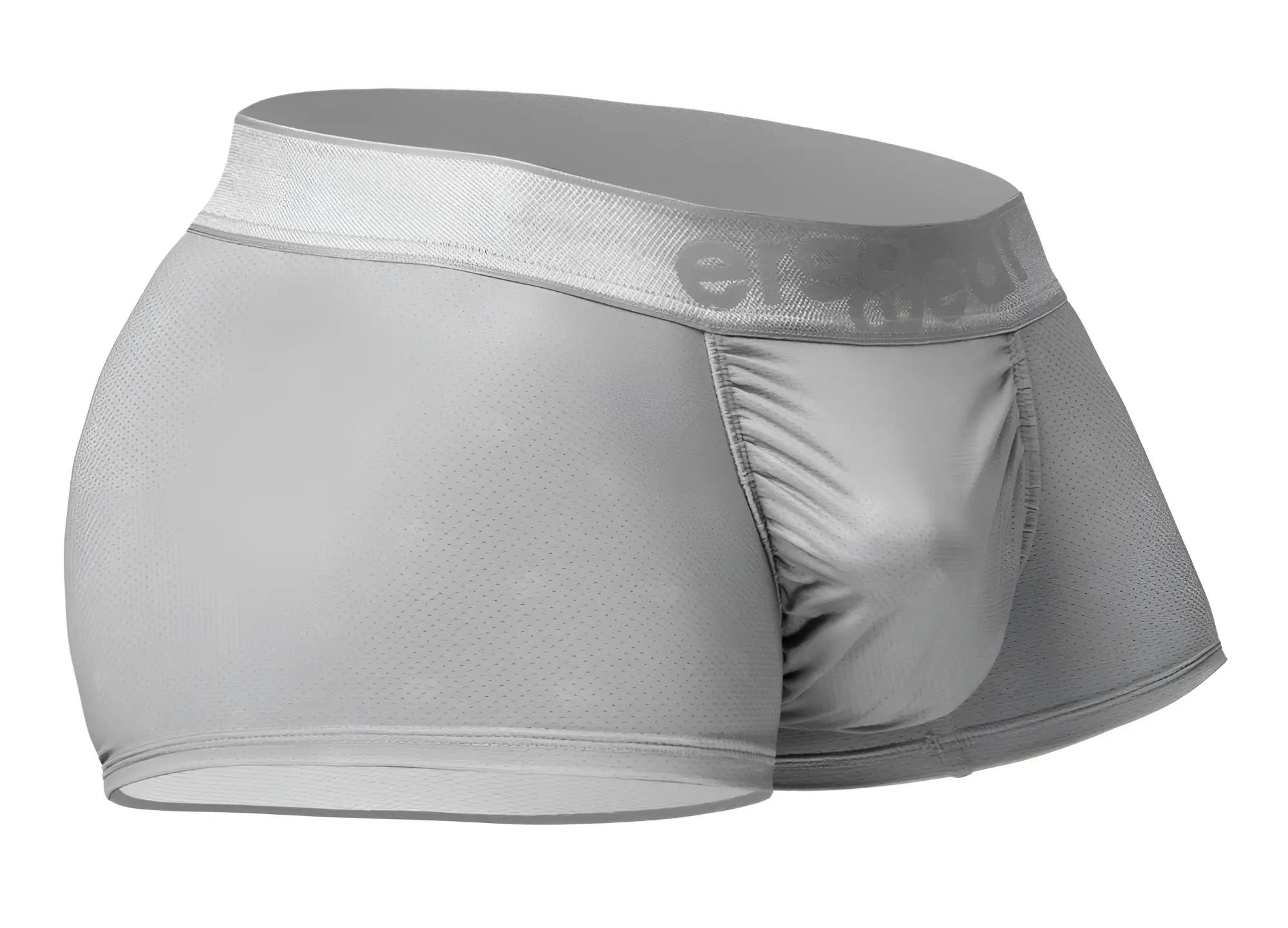 Gray mens briefs ergoWear ew1760 feel se trunks in silver with textured fabric and elastic waistband with brand logo