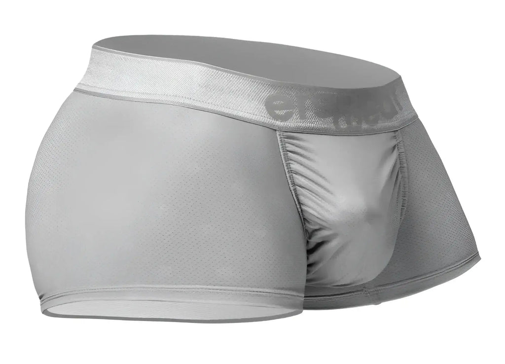Gray mens briefs ergoWear ew1760 feel se trunks in silver with textured fabric and elastic waistband with brand logo