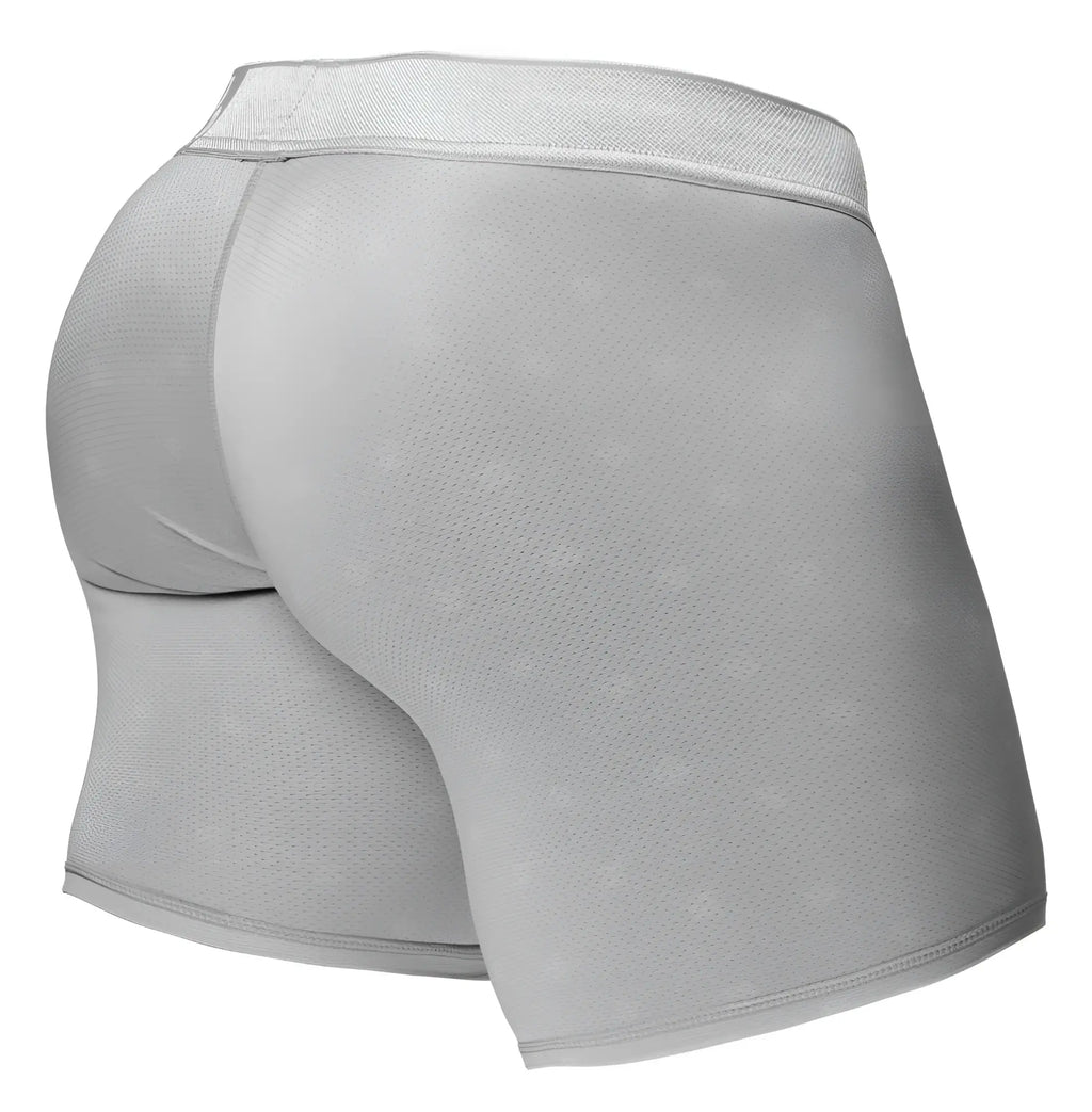 Light gray ergo wear ew1761 feel se boxer briefs with subtle textured pattern and elastic waistband