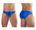 Blue ErgoWear EW1764 FEEL SW swim briefs featuring a playful colorful sunglasses pattern for casual beachwear