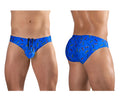 Blue ergowear ew1767 x4d swim briefs with colorful sunglasses pattern designed for swimwear use