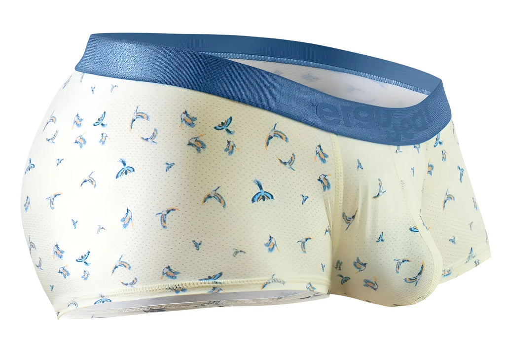ErgoWear ew1770 slk se cream-colored men’s briefs with blue whale pattern and solid blue elastic waistband