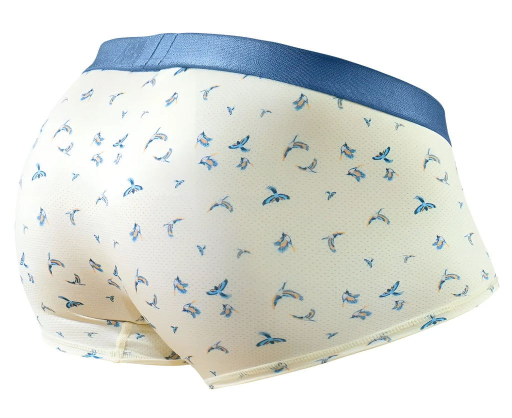Ergowear ew1770 slk se cream briefs with subtle blue bird pattern and solid navy waistband in vanilla-birds color