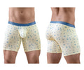 Ergowear EW1771 SLK SE boxer briefs in cream with blue bird pattern and solid blue waistband in vanilla-birds color