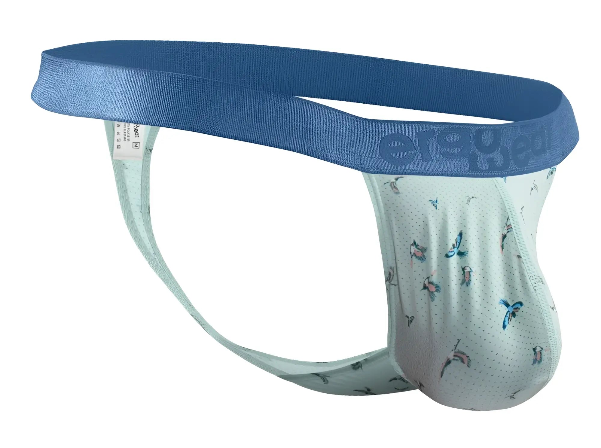 Ergo wear ew1776 slk se g-string men’s briefs with blue and light green butterfly pattern and satin-like waistband
