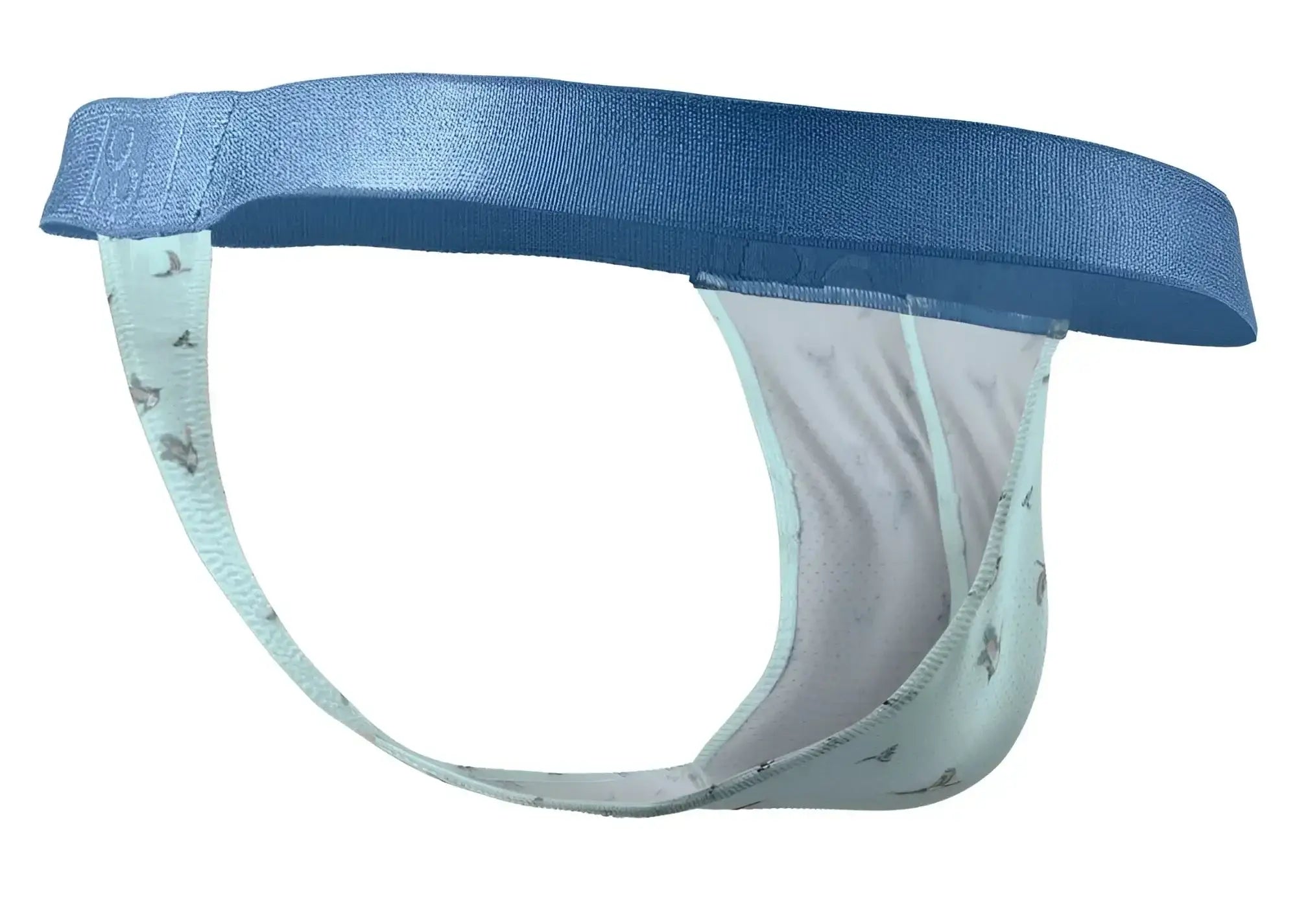 Ergowear ew1776 slk se g-string in light blue and white pattern with solid navy waistband men’s jockstrap