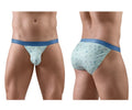 Light blue patterned briefs with solid navy waistband in ergowear ew1777 slk se bikini frost-birds color