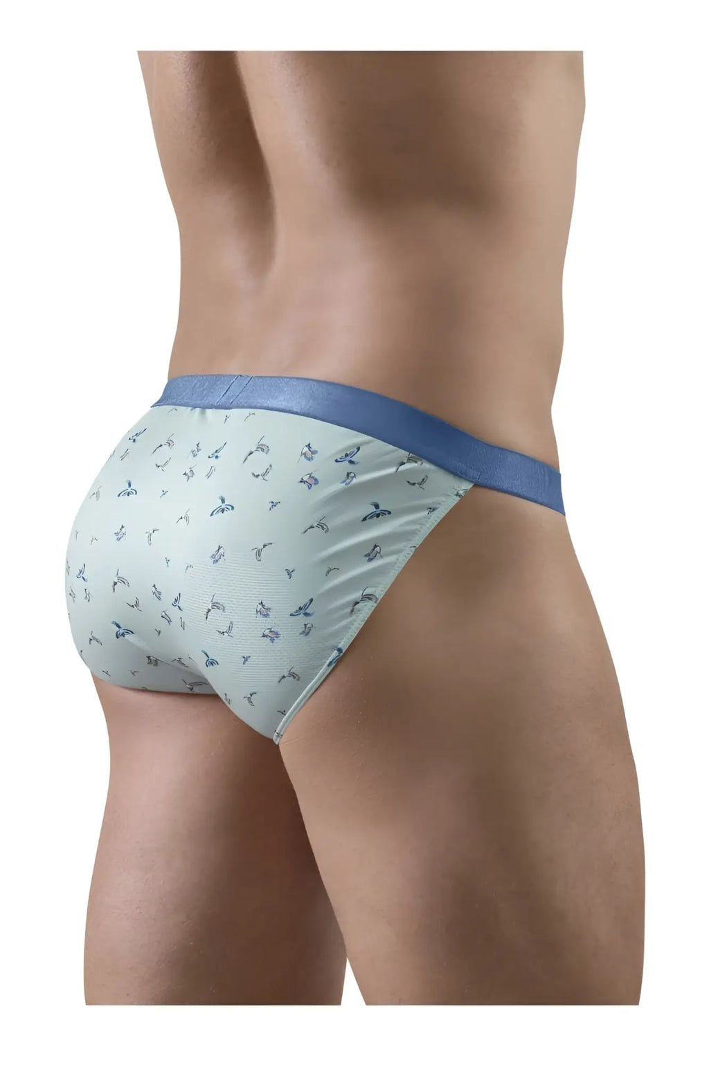 ErgoWear ew1777 slk se bikini briefs in light blue pattern with solid navy waistband for comfortable daily wear