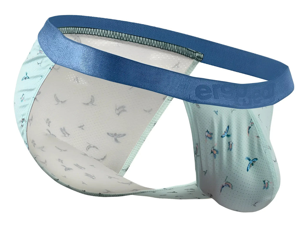 ErgoWear EW1777 SLK SE bikini in light blue and white with bird motifs and a solid blue elastic waistband