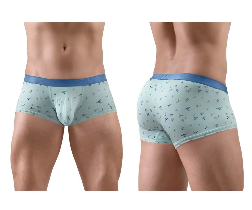 Light blue ergo wear ew1778 slk se trunks with subtle dark blue pattern and matching waistband in frost birds color